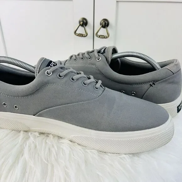 Sperry Halyard CVO Plushstep Gray Canvas Sneakers Preppy Shoes - Mens Size 12 - Picture 4 of 8